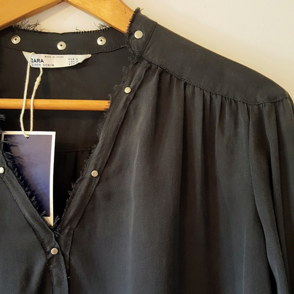 COPY - Zara Black Studded Blouse - Medium - NWT - Picture 2 of 9